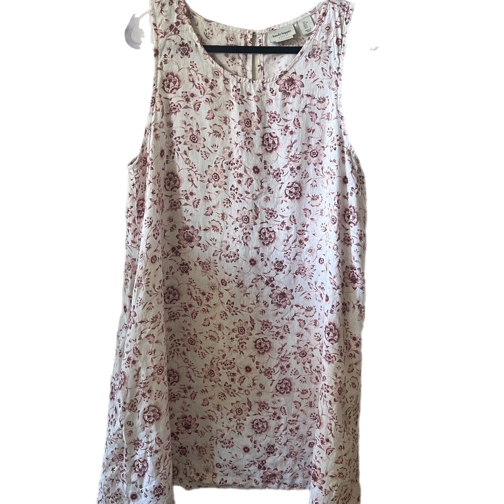 Haute Hippie Linen CottageCore Floral swing sheath beach effortless dress
